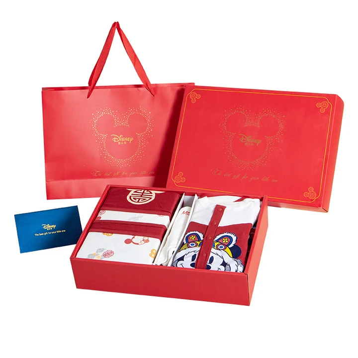 Disney Mickey Red Baby Clothing Gift Set with Rectangular Presentation Box or Stacked Round Gift-Box Packaging · view 1