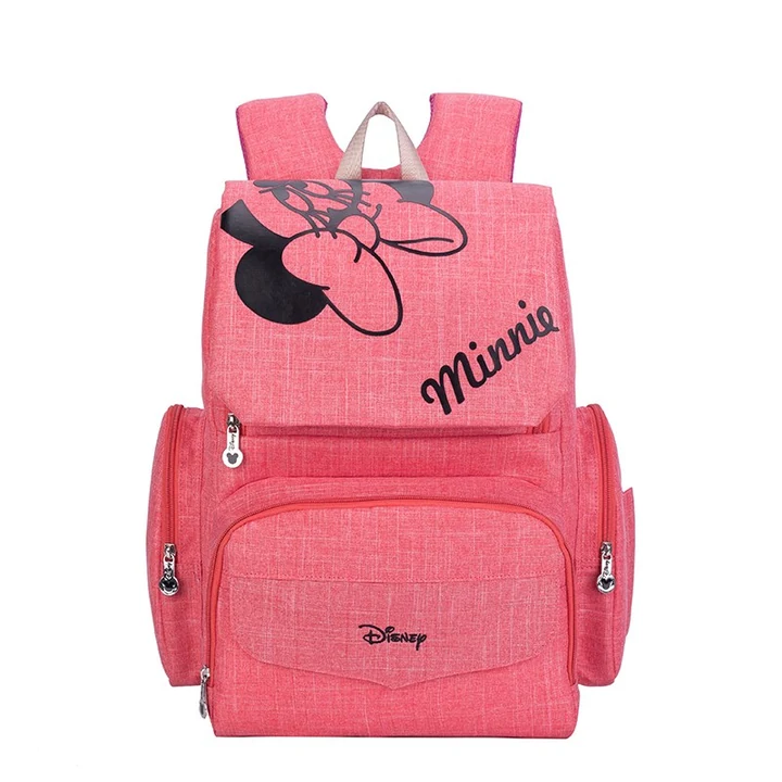 Disney Minnie Pink Bow-Flap Backpack with Lower Front Zip Pocket, Side Zip Pockets and Rear Shoulder Straps · view 1