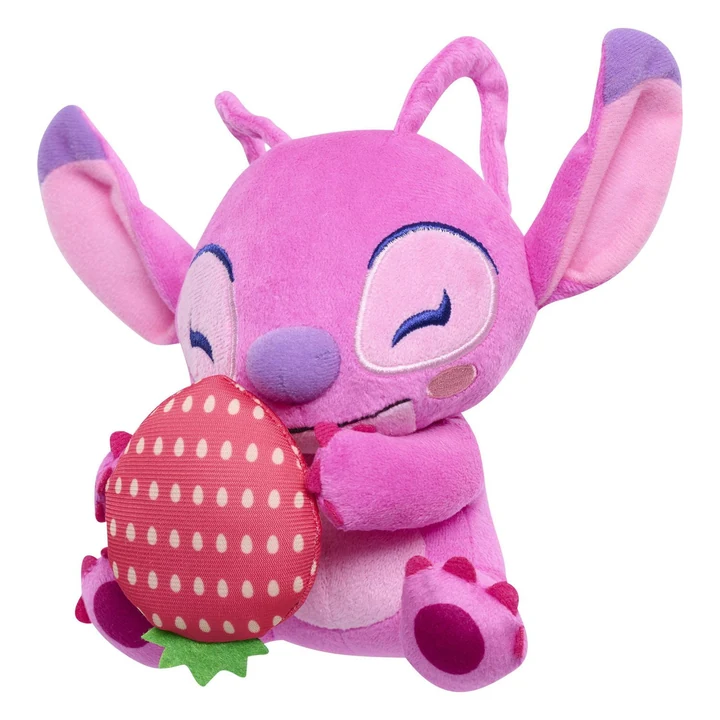 Disney Stitch Small 7-inch Plush Stuffed Animal, Angel with Strawberry, Kids Toys for Ages 2 up · view 1