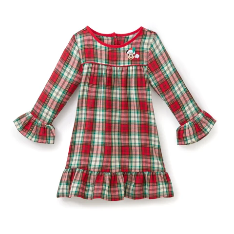Minnie Mouse Plaid Ruffle Kids’ Nightshirt
