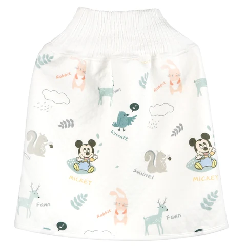Disney Mickey and Minnie Character-Print High-Waist Diaper Cover Skirt with Gathered Waist and Snap Fasteners