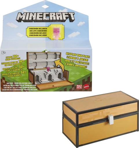 Minecraft Collector Case, Chest with Teleporting Enderman Mini Action Figure, Storage for 32+ Minis