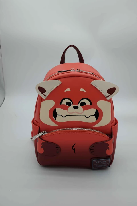Disney Pixar Turning Red Red-Panda Character Backpack with Ear Panels, Raised Tail Detail and Printed Interior