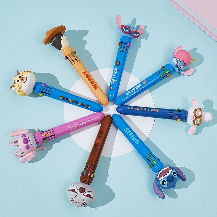 Disney Character Ten-Colour Retractable Pen with Sculpted Toppers, Side Colour Selectors and Four Character Designs · view 2
