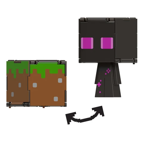 Minecraft Flippin Figs Figures Collection, 2-in-1 Fidget Play, 3.75-in Scale & Pixelated Design (Characters May Vary)