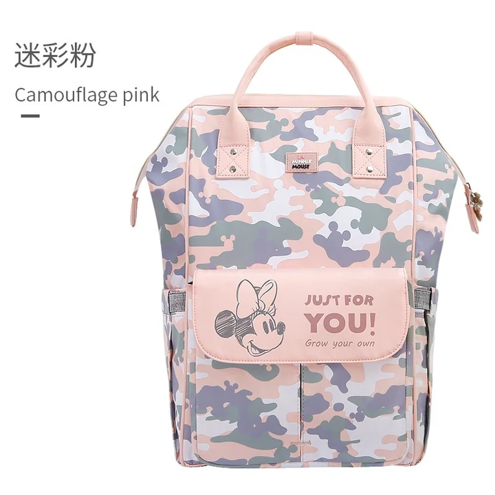 Bolsa maternal de camuflaje rosa Disney Minnie con Apertura superior con cremallera, Dos asas, Bolsillos laterales y Solapa frontal · vista 1