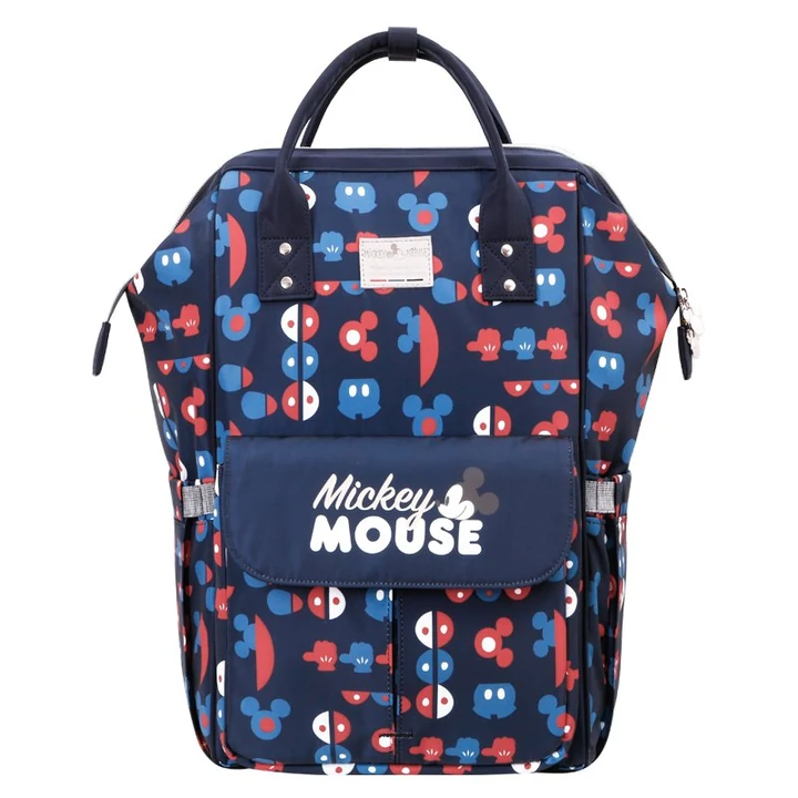 Mochila maternal Mickey azul marino estampada con Apertura superior con cremallera, Dos asas, Bolsillos laterales y Bolsillo frontal con solapa · vista 1