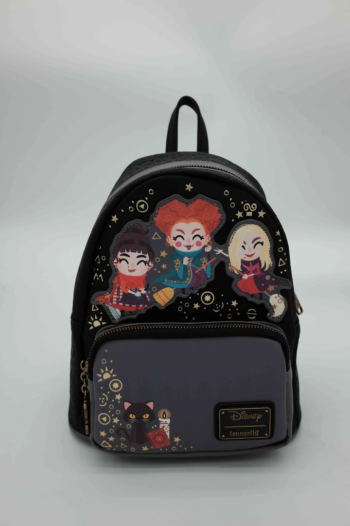 Disney Hocus Pocus Black Character Backpack with Layered Front Scene, Side Artwork, Zip Pockets and Printed Interior · view 1
