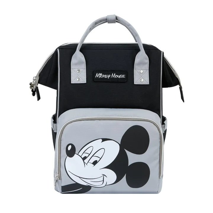 Mochila maternal Mickey negra y gris con Apertura superior con cremallera, Dos asas, Bolsillos laterales y Bolsillo frontal con cremallera · vista 1