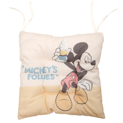 Disney Character Tie-On Padded Chair Cushion with Ten Mickey, Minnie, Donald, Daisy, Pluto and Group Prints