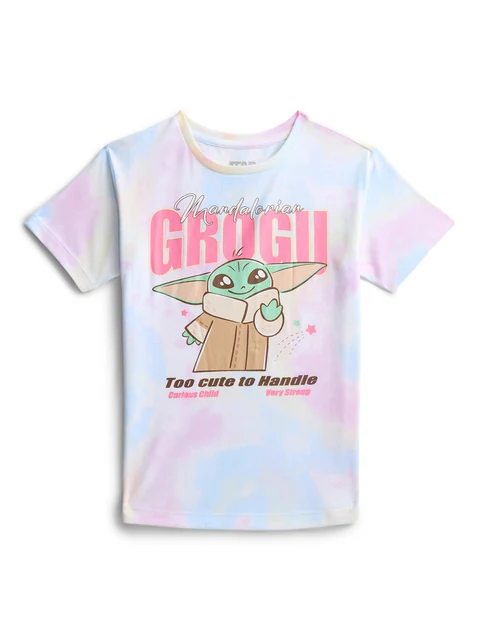 Star Wars Girls Grogu Too Cute Graphic Tee with Short Sleeves, Sizes 4-16