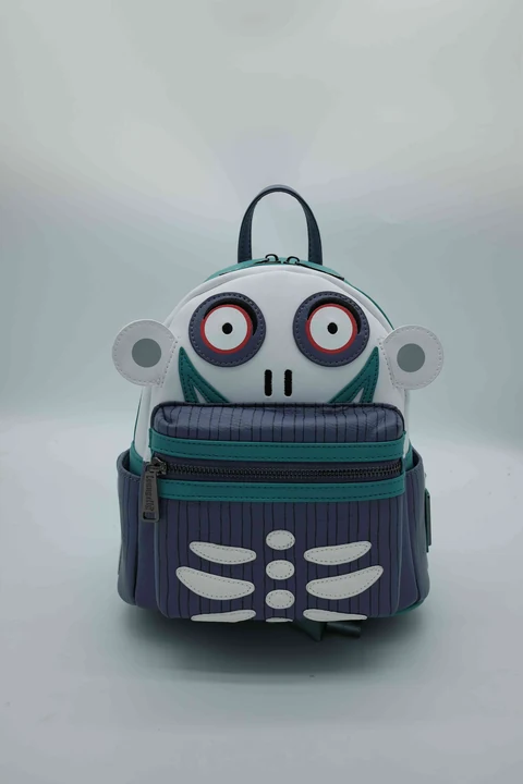 Disney The Nightmare Before Christmas Barrel-Shaped Backpack with Character Face Panels, Top Zip and Printed Interior