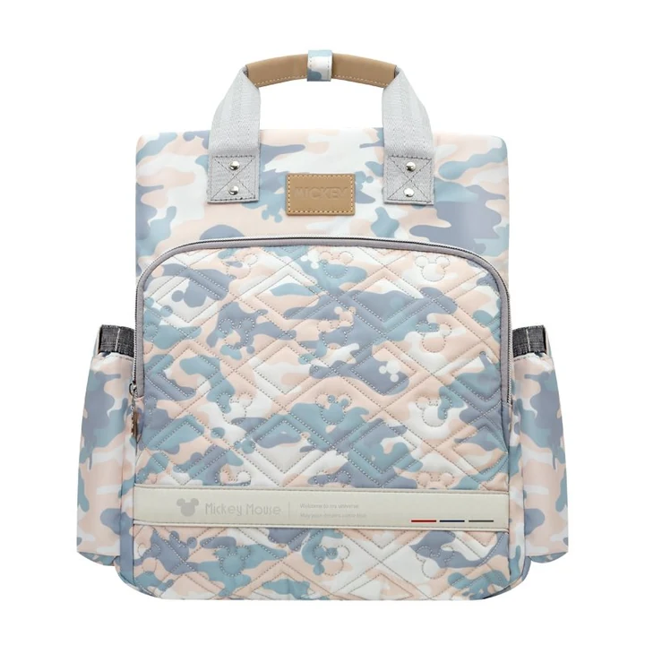 Pastel Camouflage Mickey Diaper Backpack with Twin handles, Side pockets and Front zip pocket · view 1