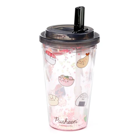 Vaso de doble pared Pusheen Sushi Club con pajita