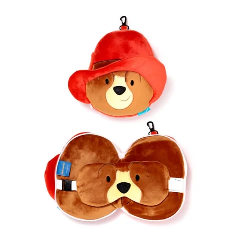 Almohada de viaje de felpa troquelada del oso Paddington con antifaz
