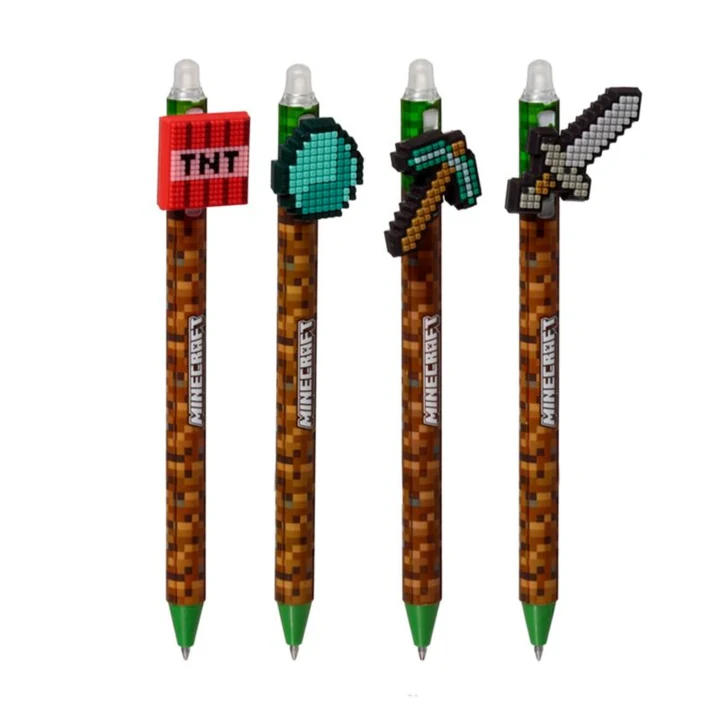 Bolígrafo borrable Minecraft Tools con adorno de silicona · vista 1