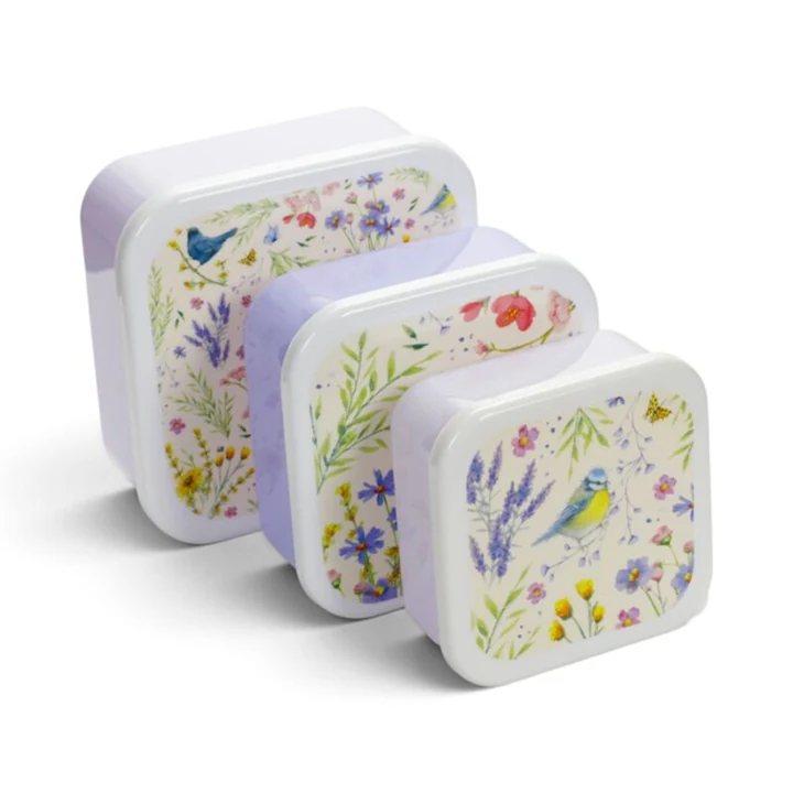 Juego de 3 fiambreras Wings & Wildflowers de Jan Pashley · vista 1