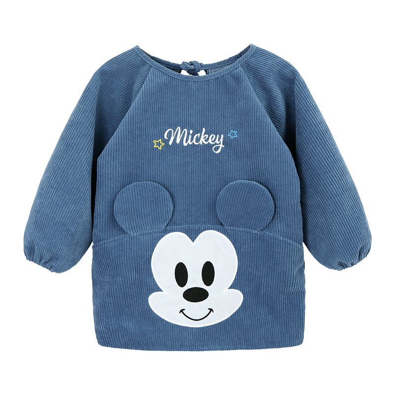 Babero tipo bata Disney de manga larga, cuello redondo, puños fruncidos y diseño azul de Mickey o rosa de Minnie · vista ampliada 1