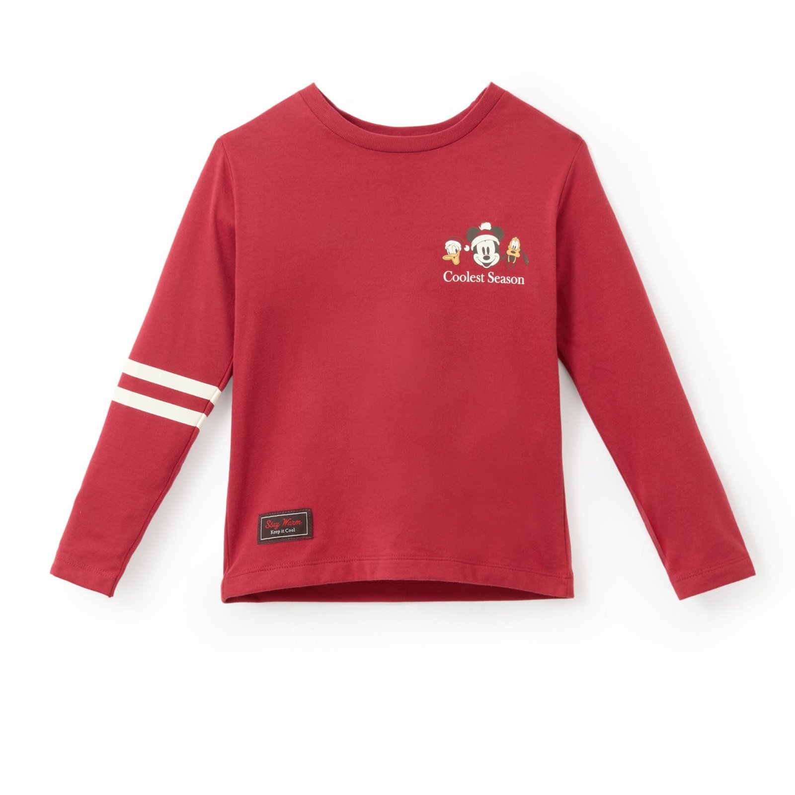 Disney Mickey and Friends Kids Red Long-Sleeve T-Shirt with Front and Back Character Art and Sleeve Stripes · enlarged view 1