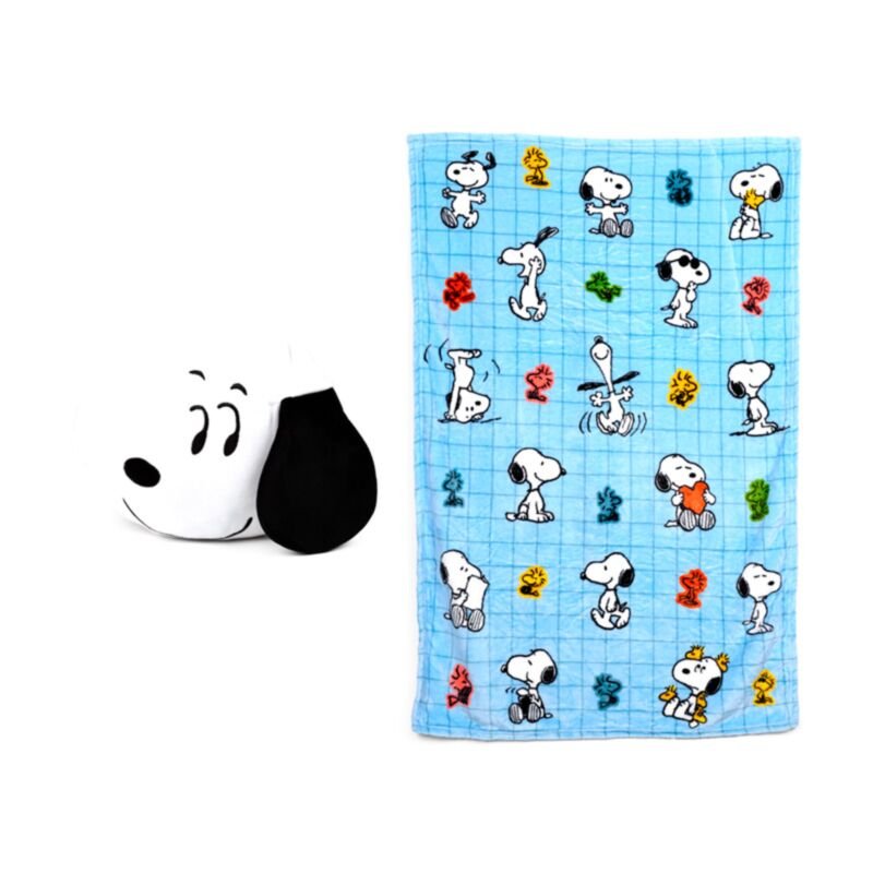 Peluche y manta de viaje 2 en 1 Peanuts de Snoopy y Woodstock · vista ampliada 1