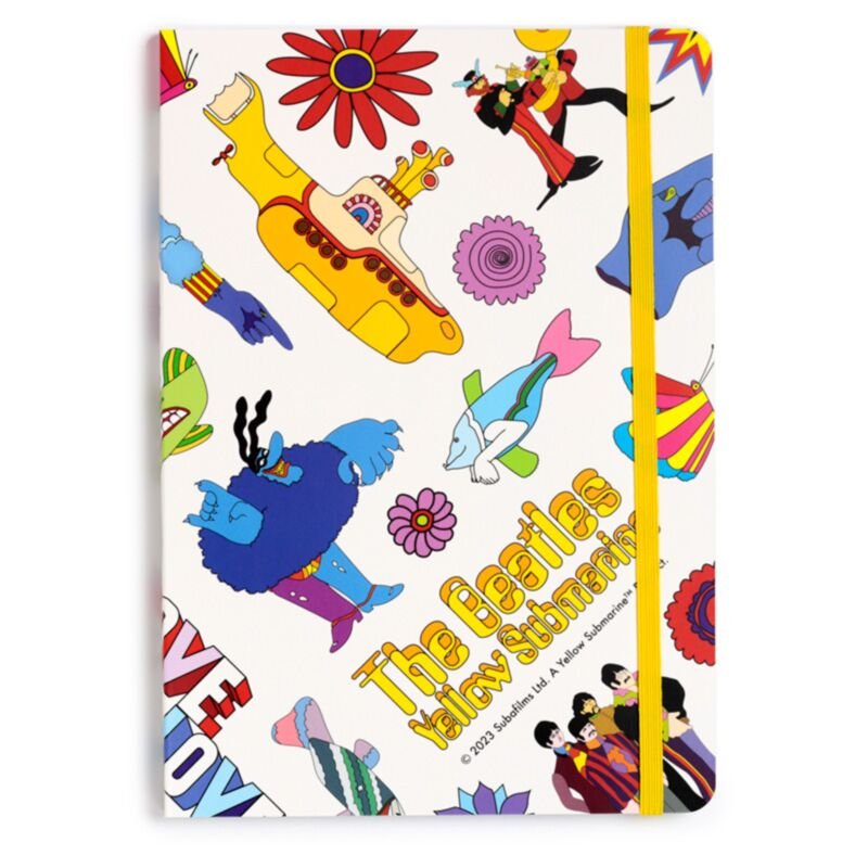 Cuaderno A5 blanco de papel reciclado con líneas The Beatles Yellow Submarine · vista ampliada 1