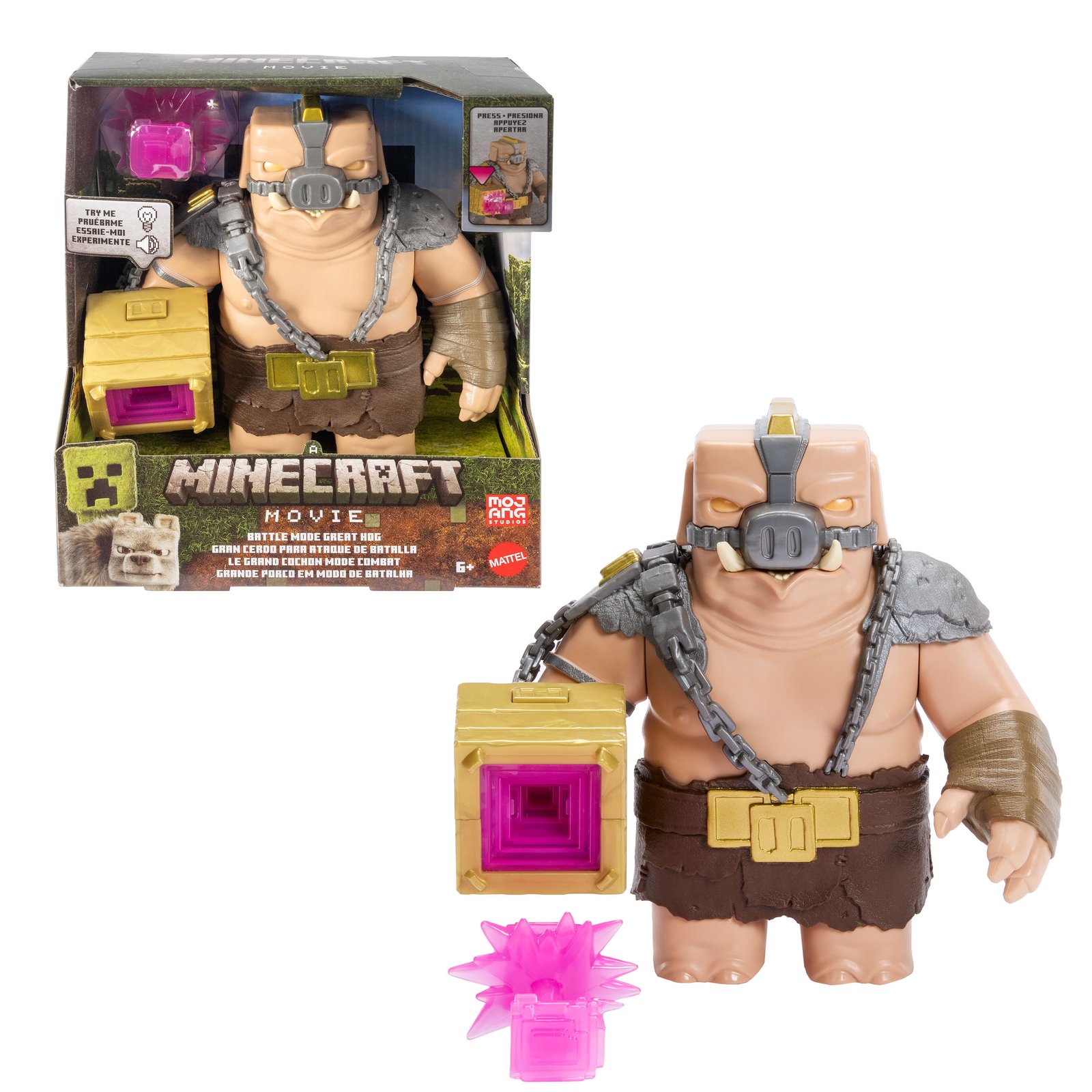 Minecraft Battle Mode Great Hog Large Action Figure, Lights & Sounds, Inspired by A Minecraft Movie · detail image 1