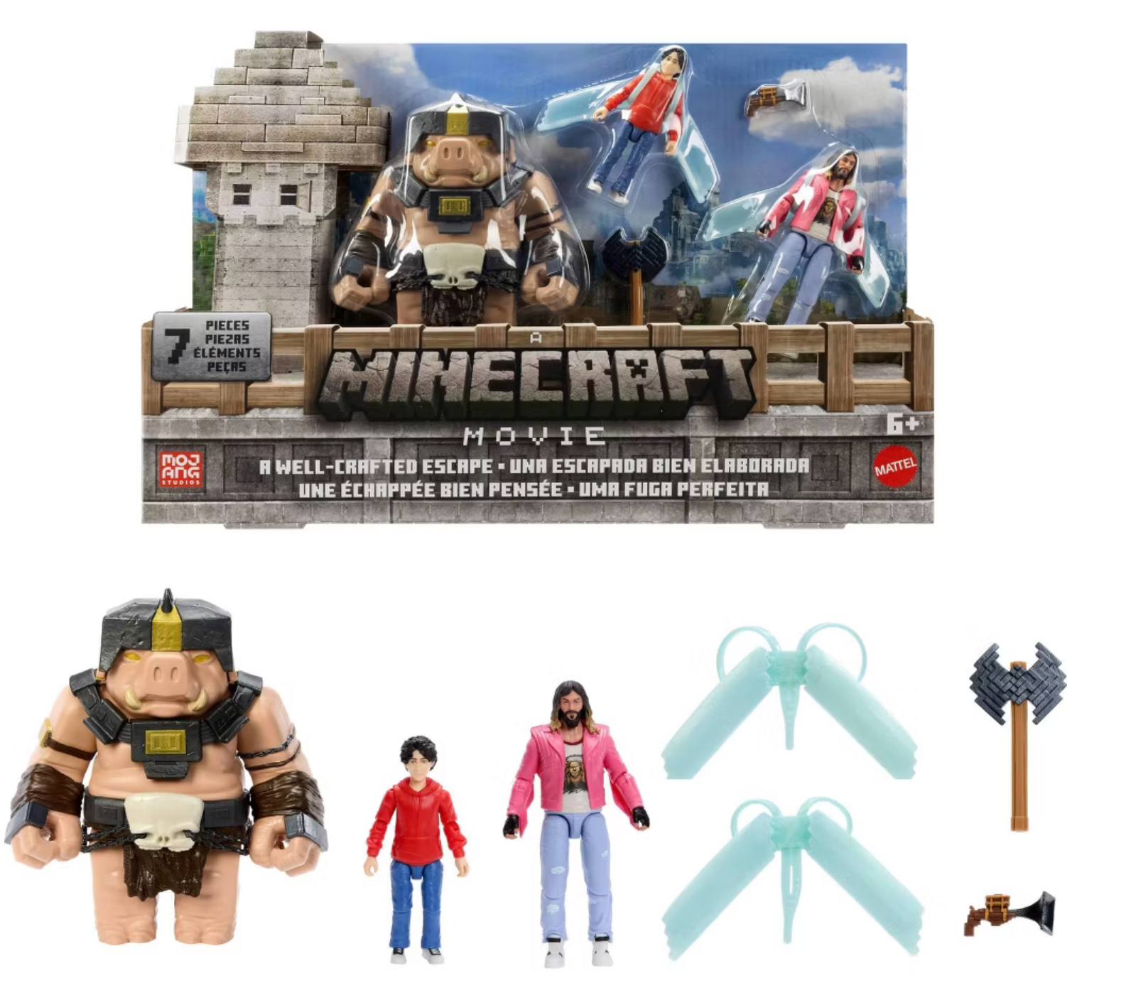 Minecraft Movie A Well-Crafted Escape Action Figure Set with 3 Characters and Accessories, Collectible Toy for Kids Ages 6+ · detail image 2