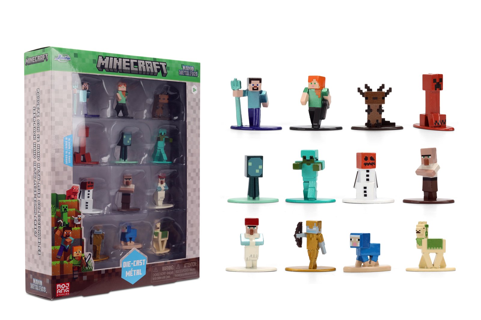 Minecraft Nano Metalfigs Series 17 Die-Cast Figure 12-Pack Includes Steve, Alex, Diamond Armor Zombie & More by Jada Toys · detail image 1