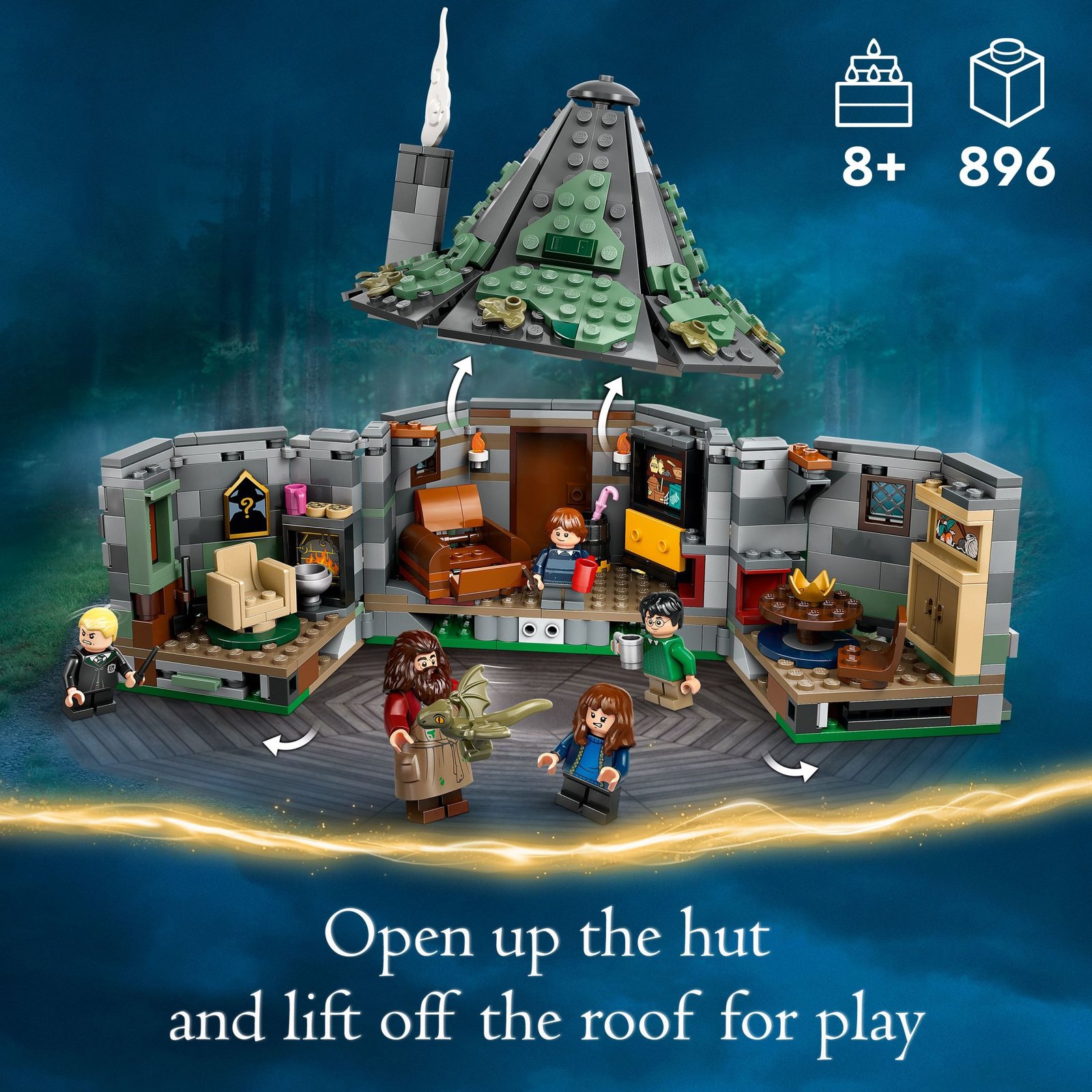LEGO Harry Potter Hagrid's Hut: An Unexpected Visit - Harry Potter Toy for Boys & Girls Ages 8+ - Kids Building Toys W/ Buildable House, 7 Minifigures & Dragon - 76428 · detail image 4