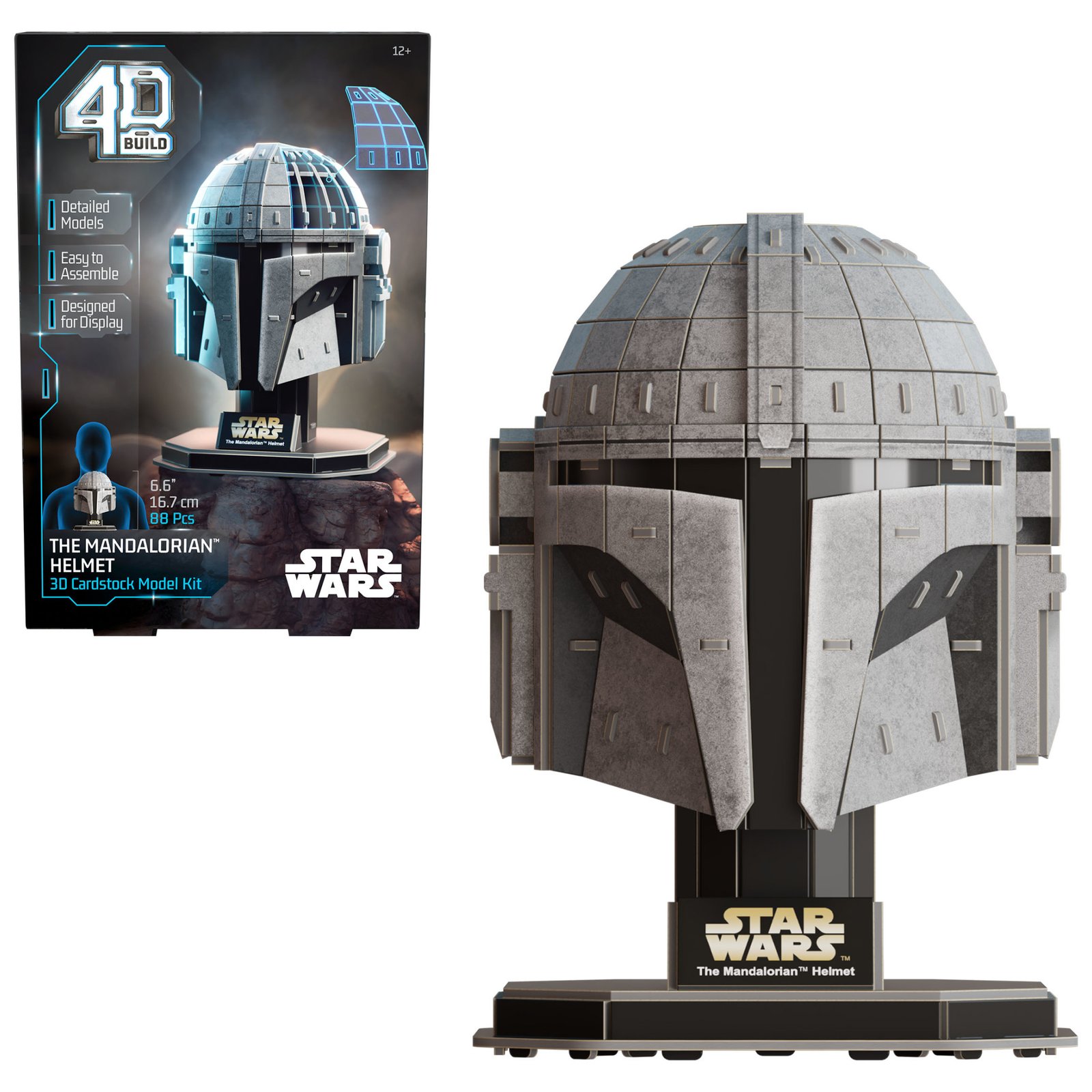 4D Build, Star Wars Mandalorian Boba Fett Helmet, 3D Paper Model Kit, 100 Pieces · detail image 1