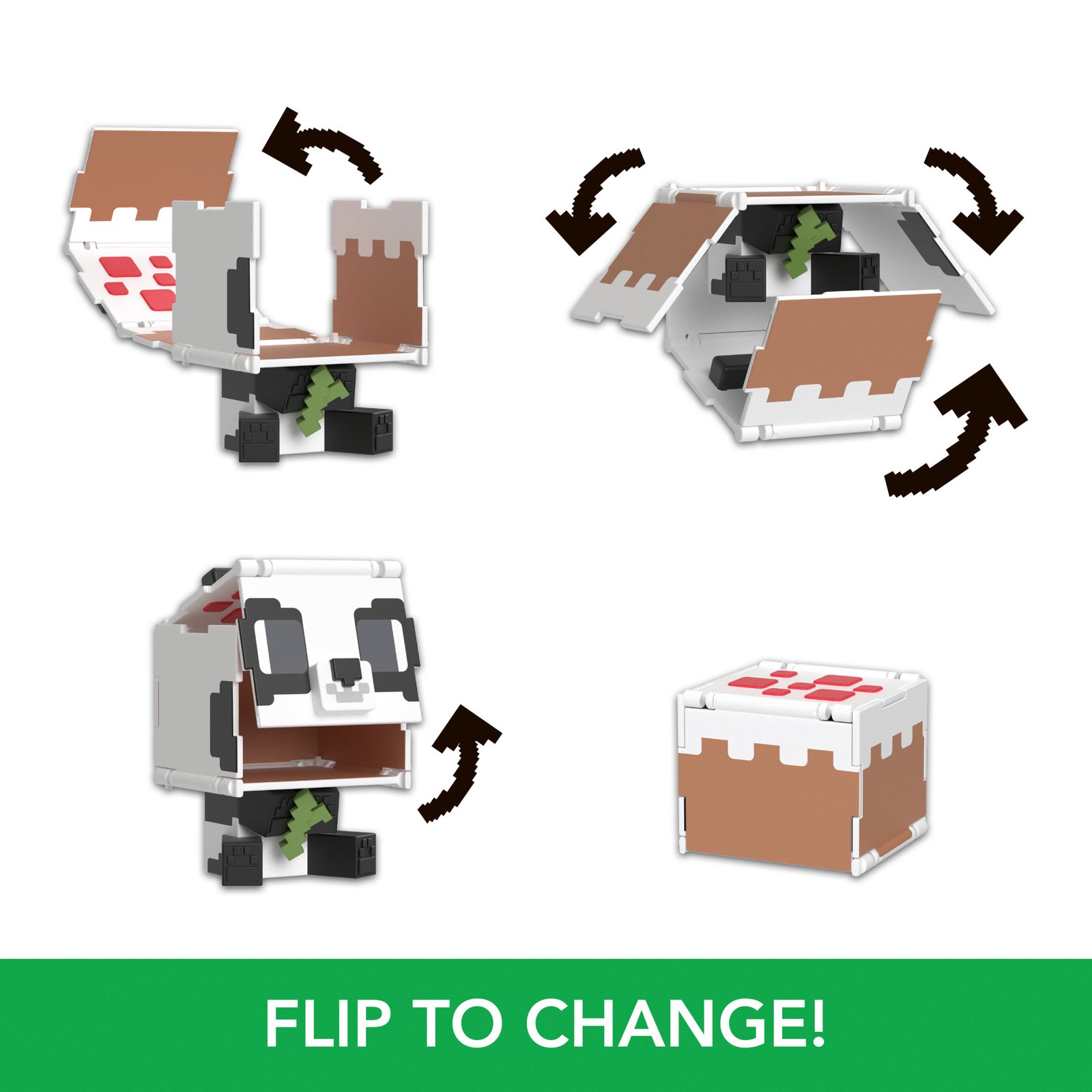 Minecraft Flippin Figs Figures Collection, 2-in-1 Fidget Play, 3.75-in Scale & Pixelated Design, Panda + Cake · detail image 3