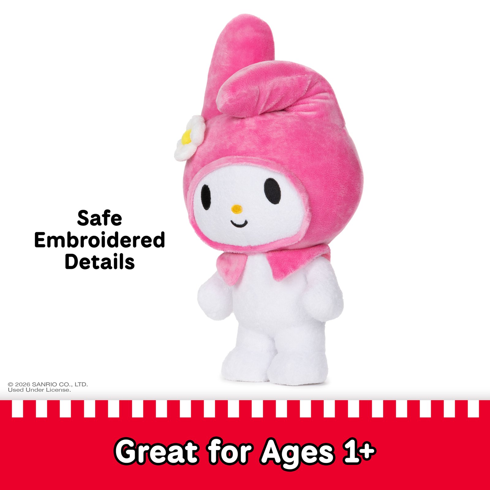 GUND Sanrio Hello Kitty My Melody Plush, Premium Stuffed Animal for Ages 1 and Up, 9.5, Pink/White · detail image 5