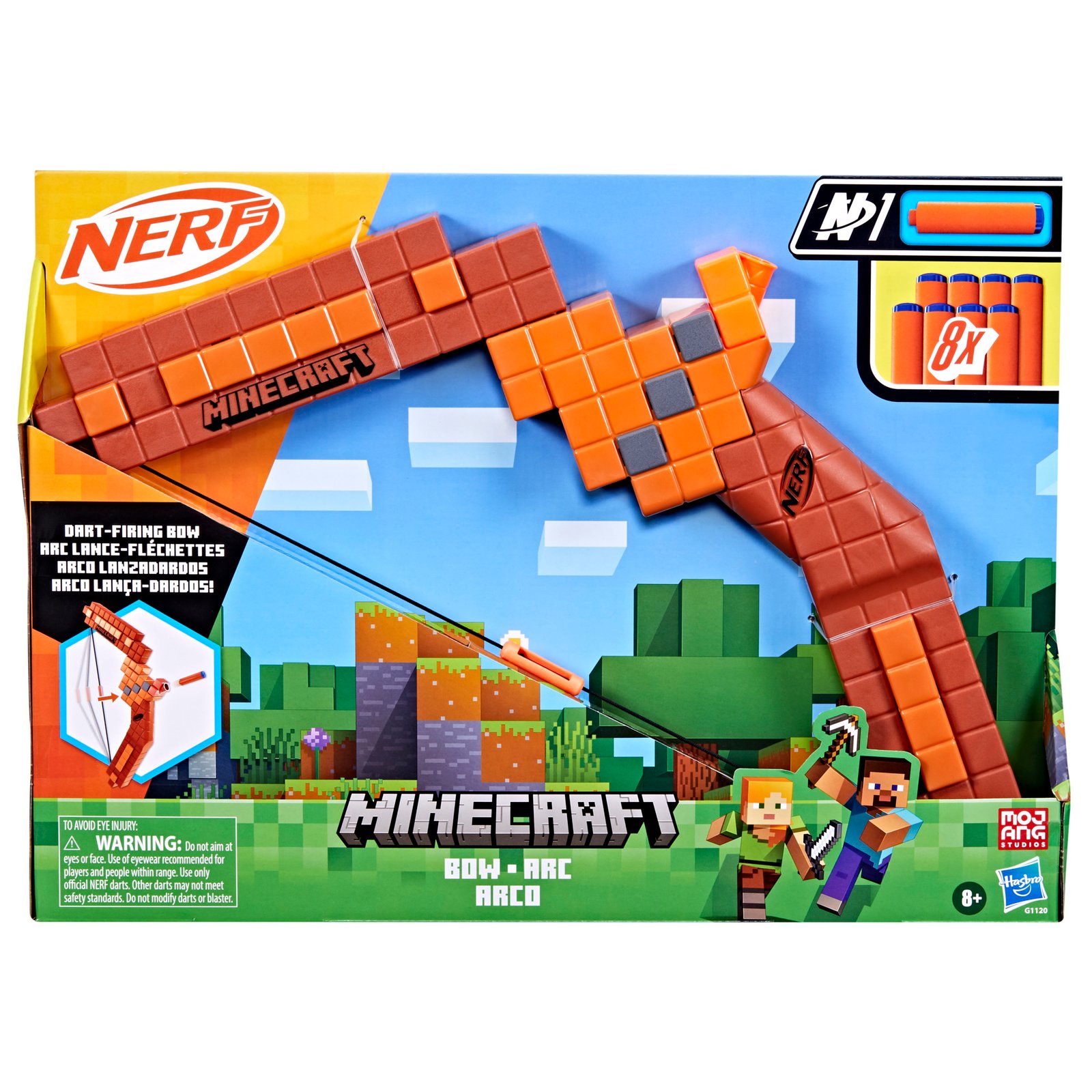 Nerf Minecraft Bow Dart Blaster, 8 N1 Darts Compatible Only with Nerf N1 Dart Blasters for Kids, Ages 8 and up · detail image 2